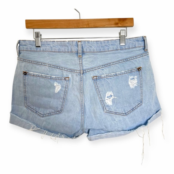 MANGO Light Wash Blue Distressed Denim Shorts - Picture 2 of 8